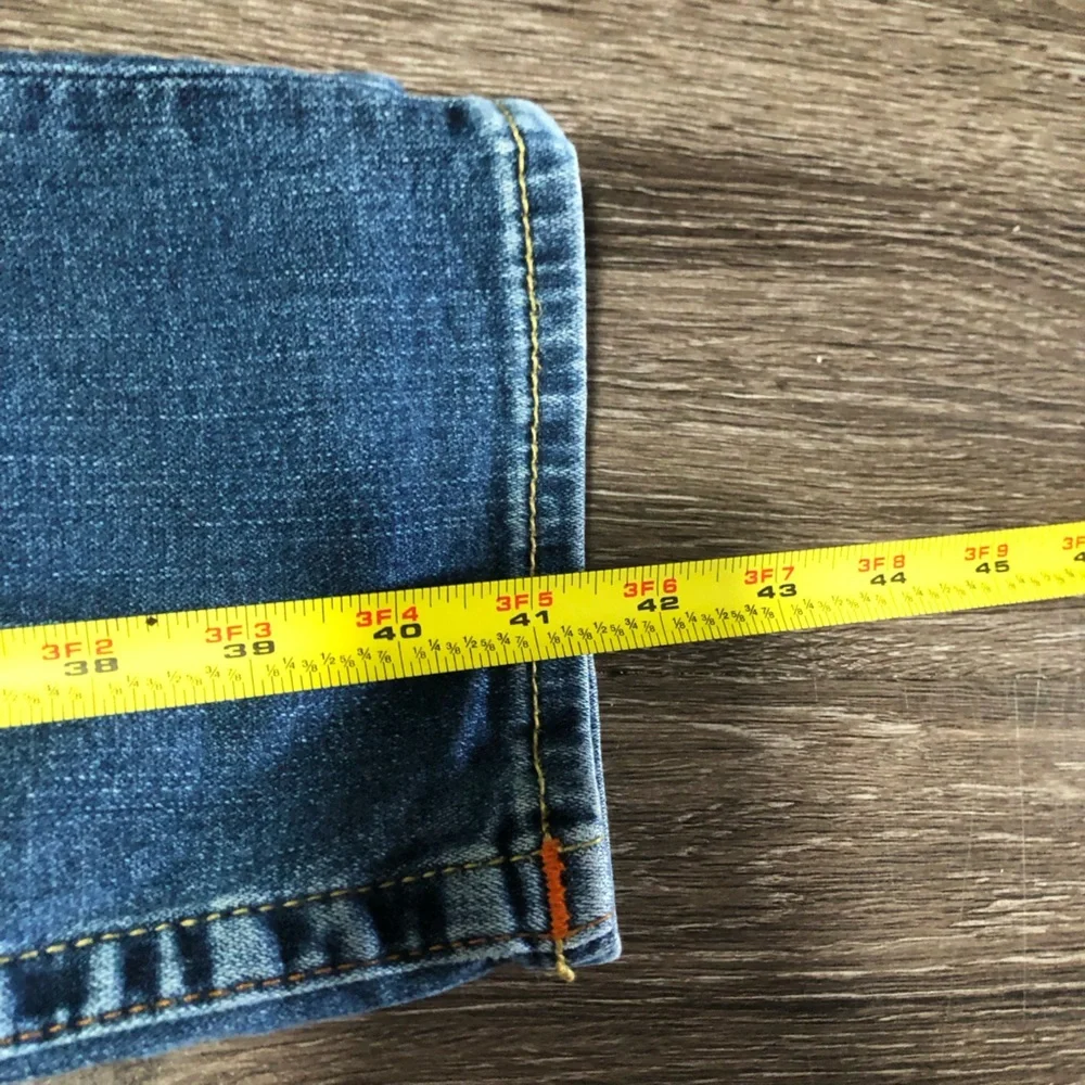 True Religion Rocco Relaxed Skinny Jeans Mens Size 34 Blue Medium Wash Stitch